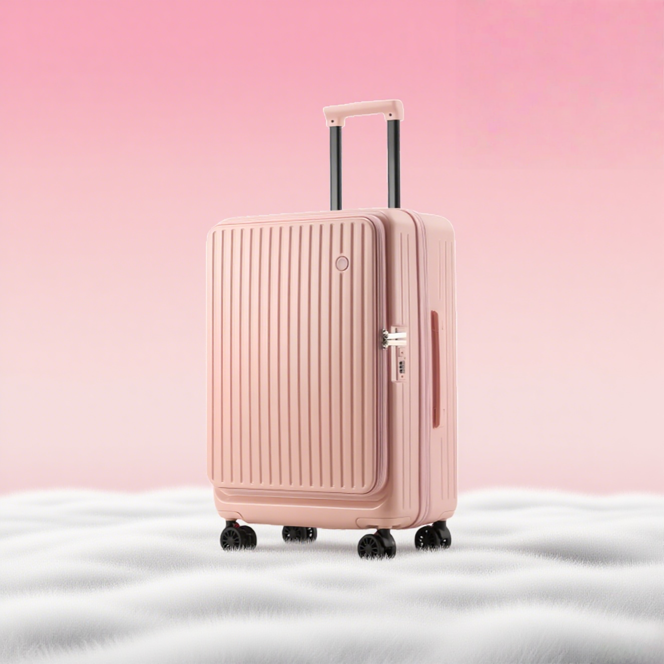 Rubber Pink Spinner Luggage - Image 4