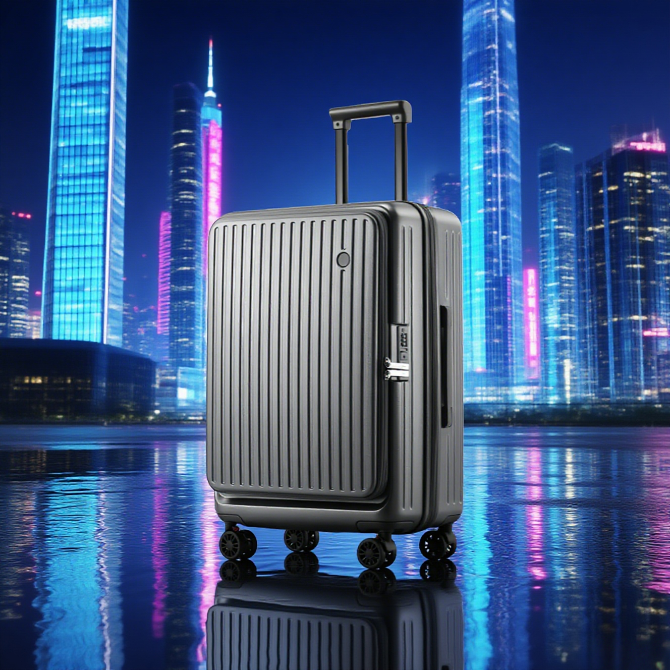 Midnight Black Spinner Luggage - Image 3