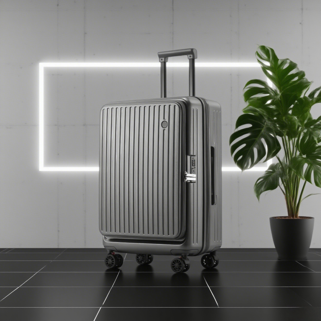 Midnight Black Spinner Luggage - Image 2