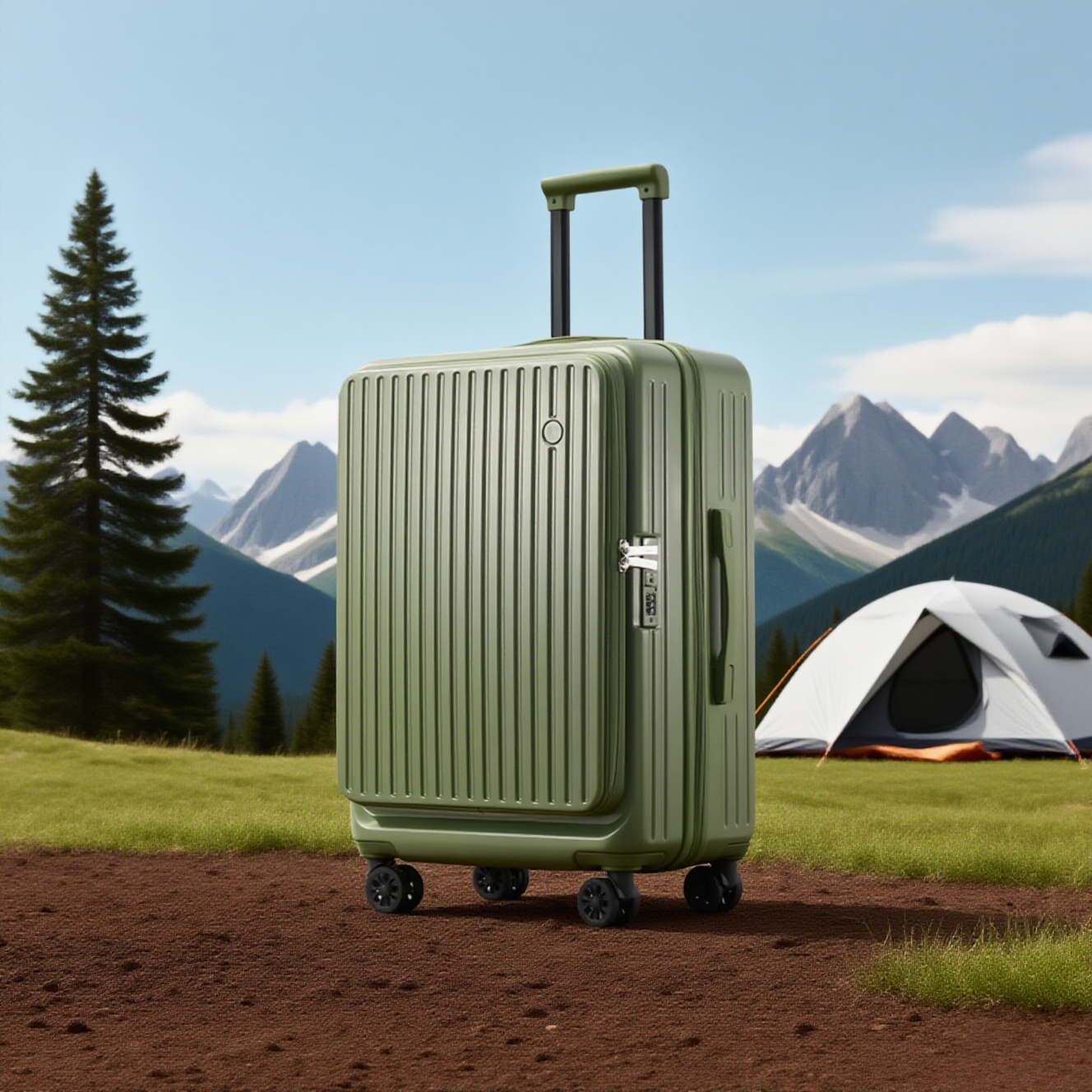 Olive Green Spinner Luggage - Image 2