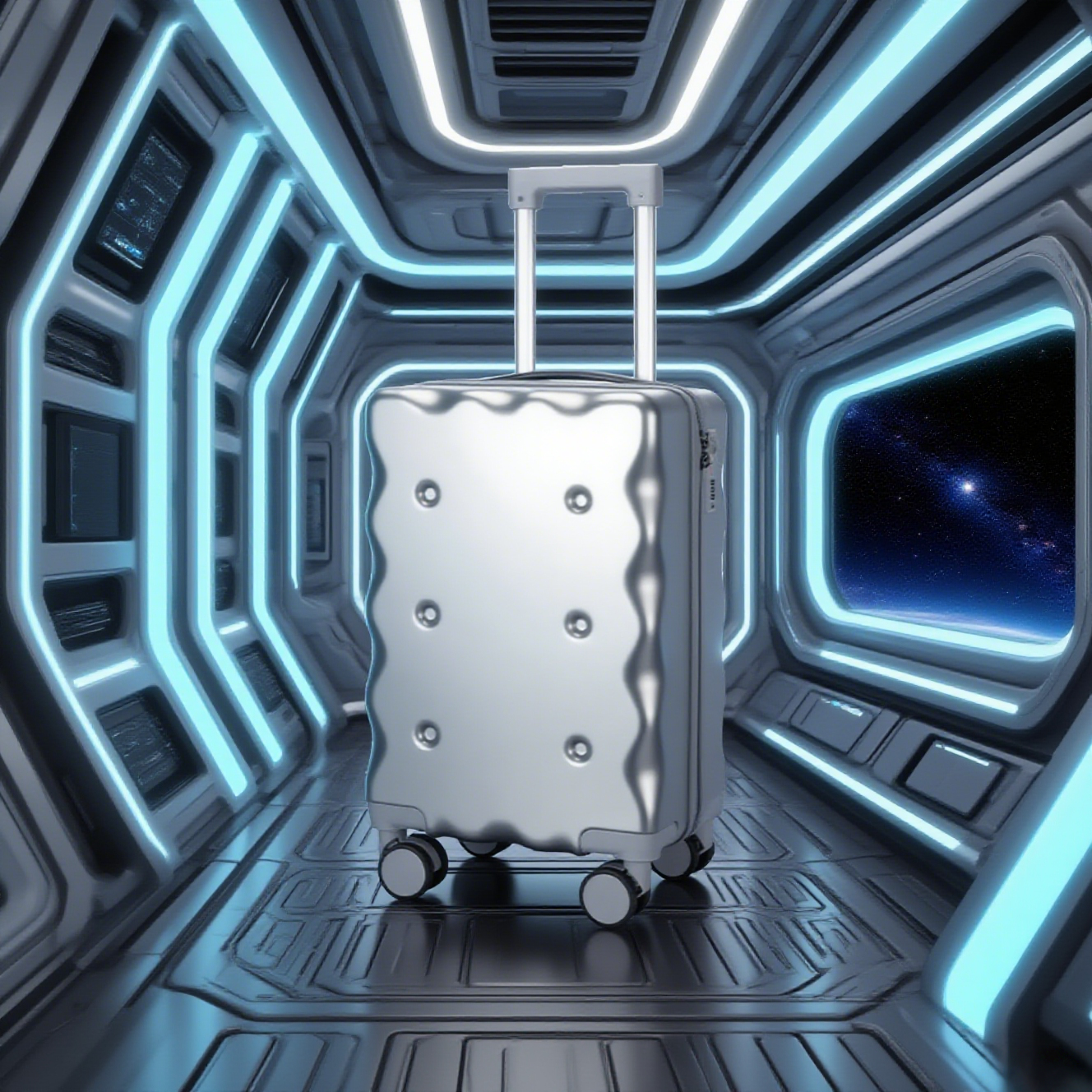 Silver Travel Spinner Luggage - Image 3